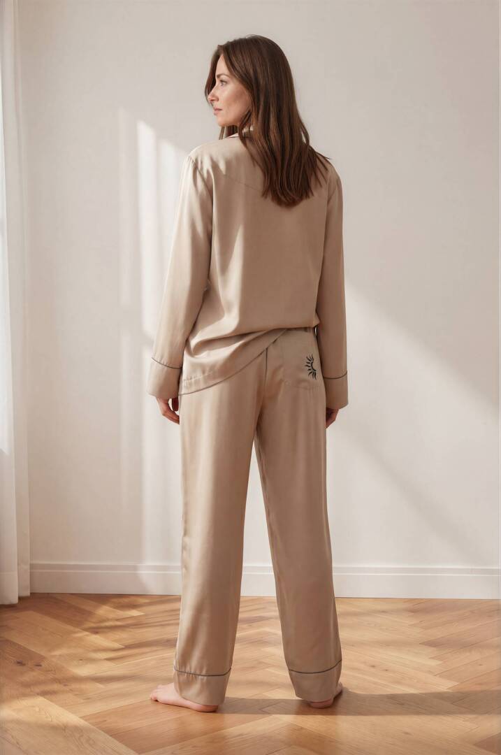 beige set pijama luxury set pijama