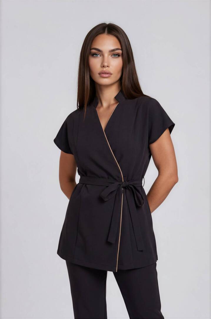 Luxury Spa Workwear Contemporary professional uniform with dropped sleeves and refined tailoring.