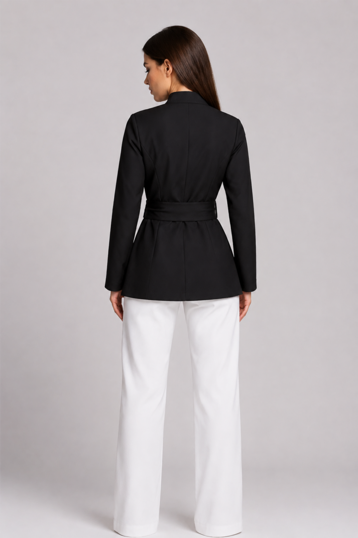 set s dalag rakav Wide wrap-around belt tied at front on Aura Signature professional spa tunic