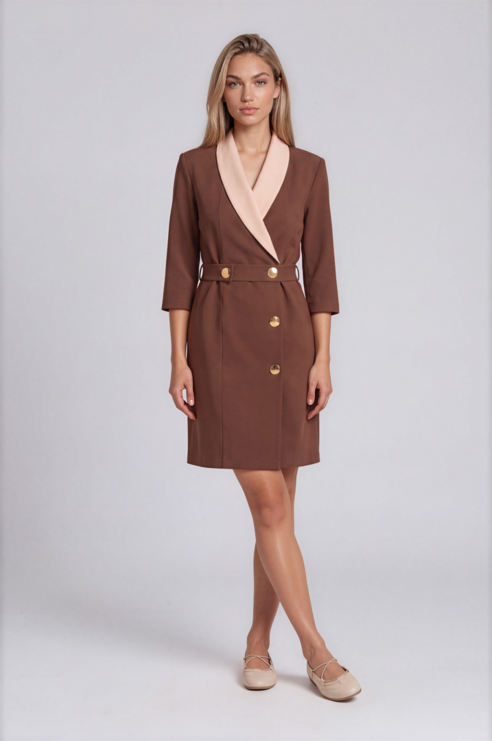 mocha brown spa dress Luxury Mocha Brown and Beige uniform dress for spa, dermatology and aesthetic clinic professionals