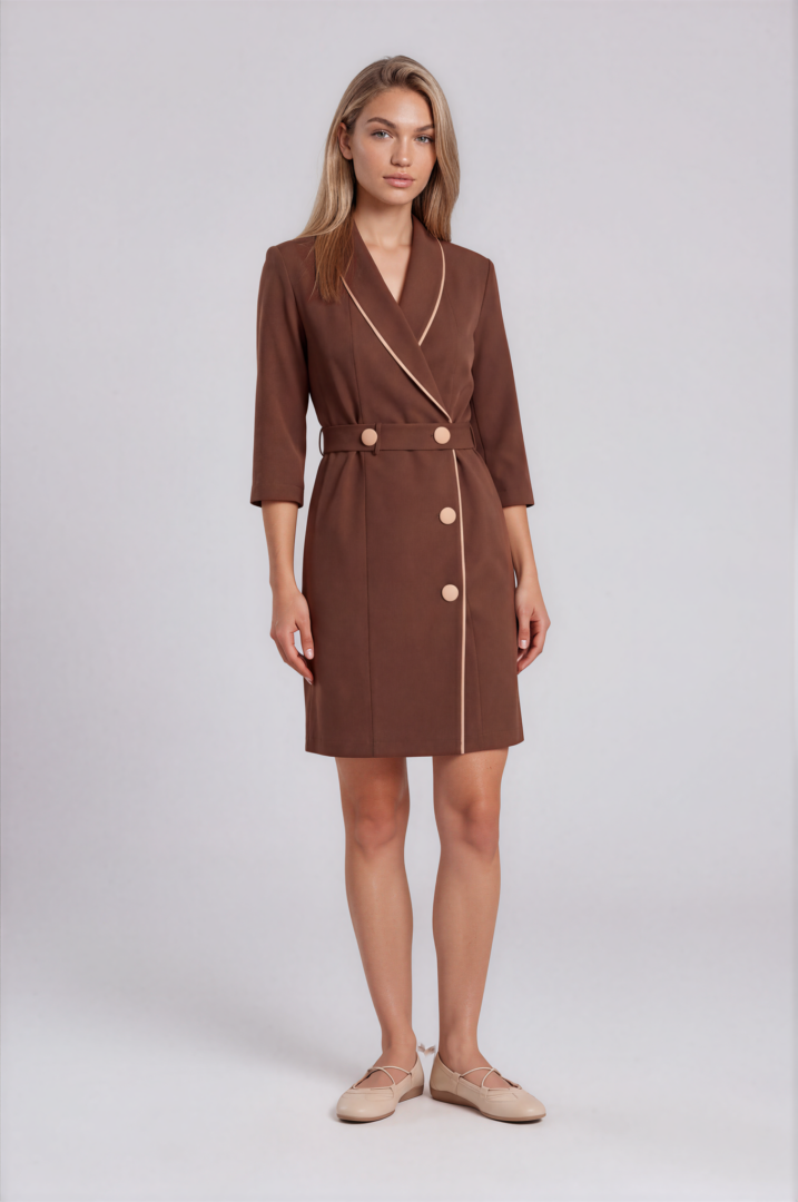 spa dress mocha brown Mocha Brown and Beige luxury uniform dress for spa, dermatology and aesthetic clinic professionals